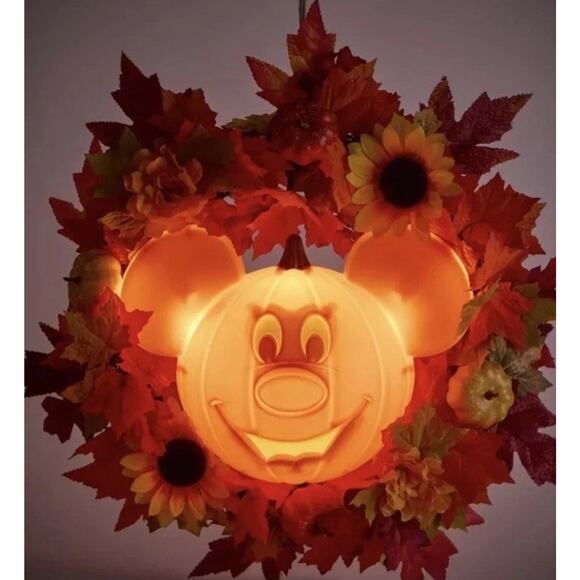 Disney Parks Official Fall Mickey Mouse Large Pumpkin Wreath - Picture 3 of 3